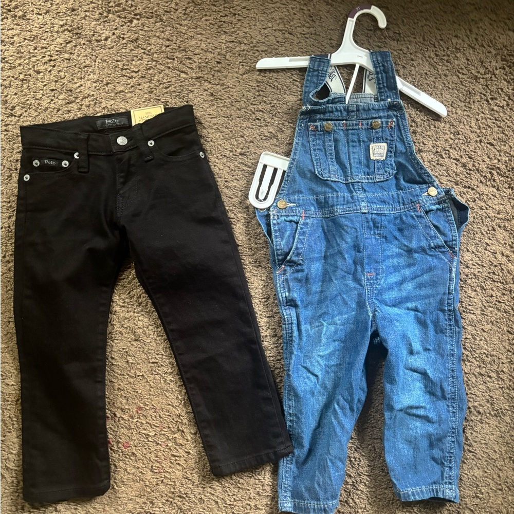Ralph Lauren Kids Black Jeans and Blue Denim Overalls